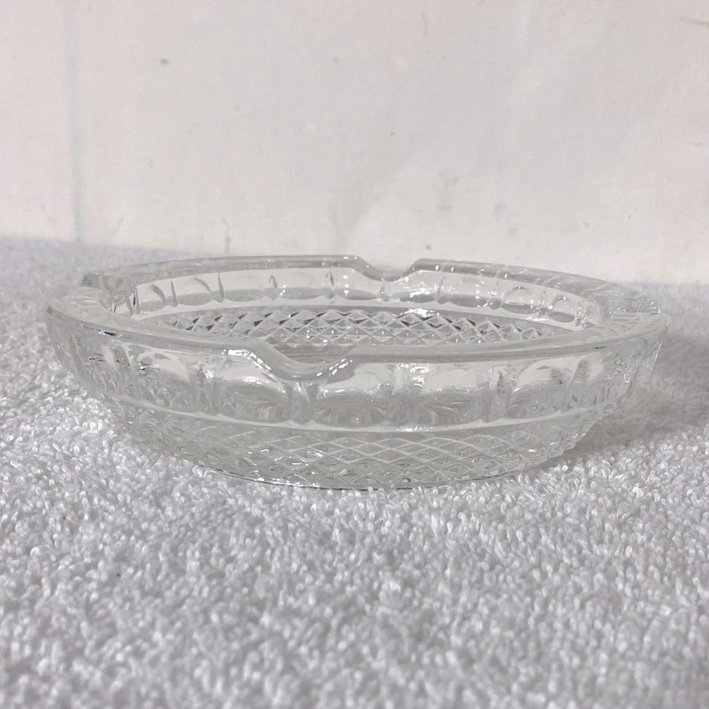 Vintage Clear Cut Glass Ashtray Trinket Dish